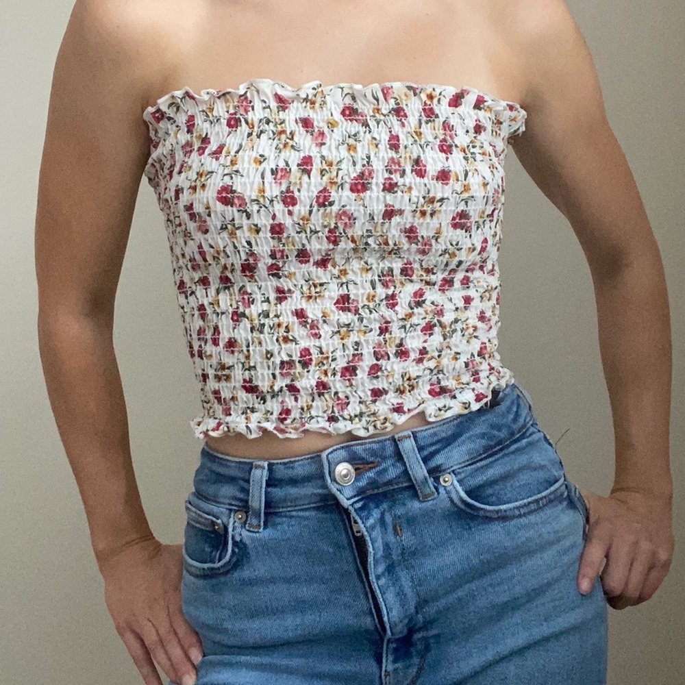 Windsor floral ruched tube top